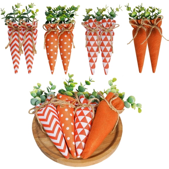 8 Pieces Easter Stuffed Fabric Bunnies Egg Carrot Rustic Farmhouse Decor Stuffed Bunny Rabbit Egg Carrot Vase Fillers for Easter Home Wedding Farmhouse Basket Bowl Fillers Tiered Trays