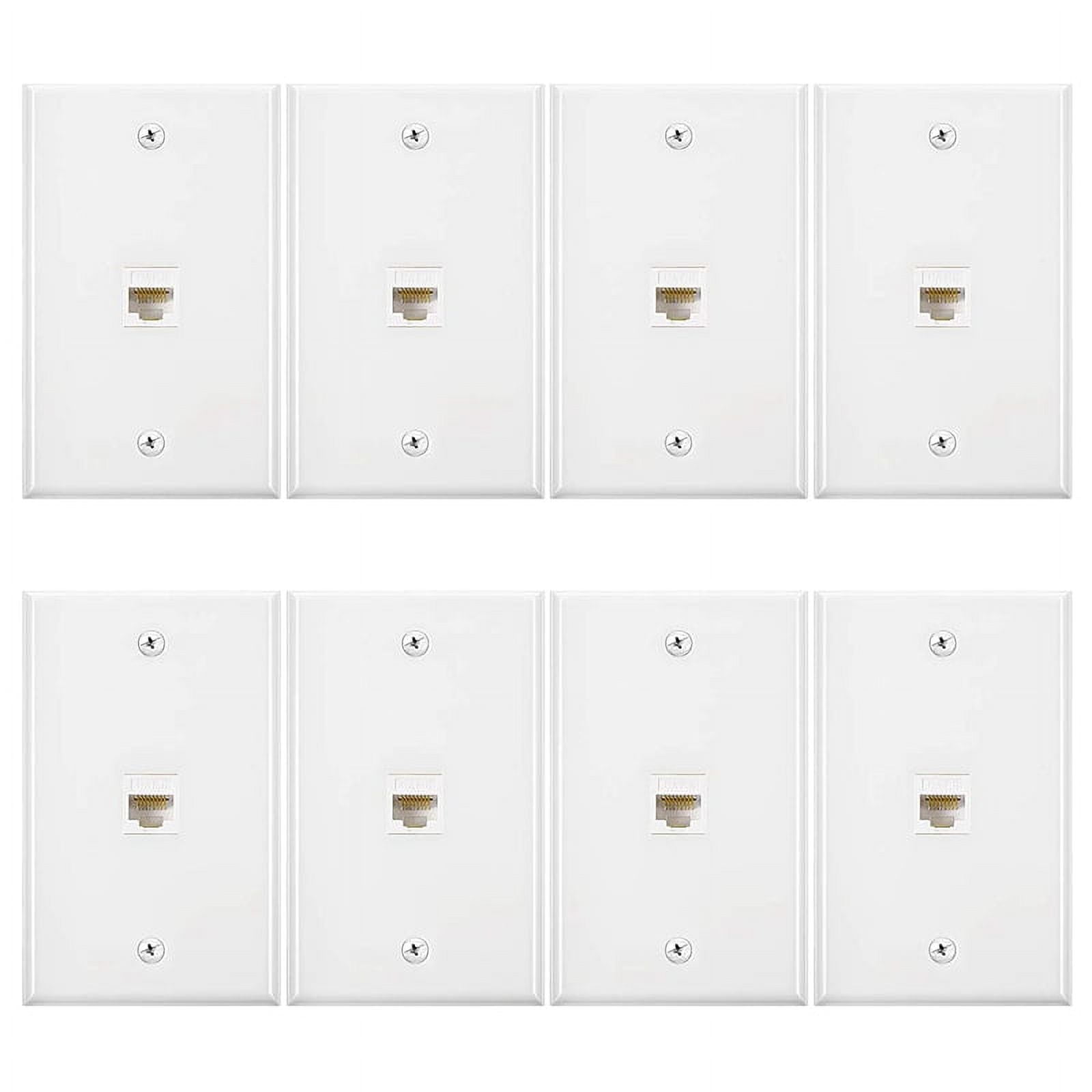 8 Pieces Wall Plate, RJ45 Female to Female Inline Coupler