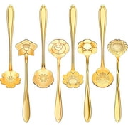 8 Pieces Flower Coffee Tea Spoons Stainless Steel Sugar Spoons Tea Party Flower Fancy Tableware Set Stir Bar Creative Stirring Teaspoon, 8 Different Patterns