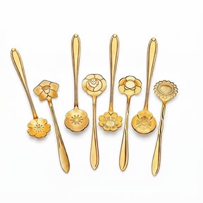 YEZNIVOS 8 Pcs Stainless Steel Flower Coffee Tea Spoons 8 Different Patterns