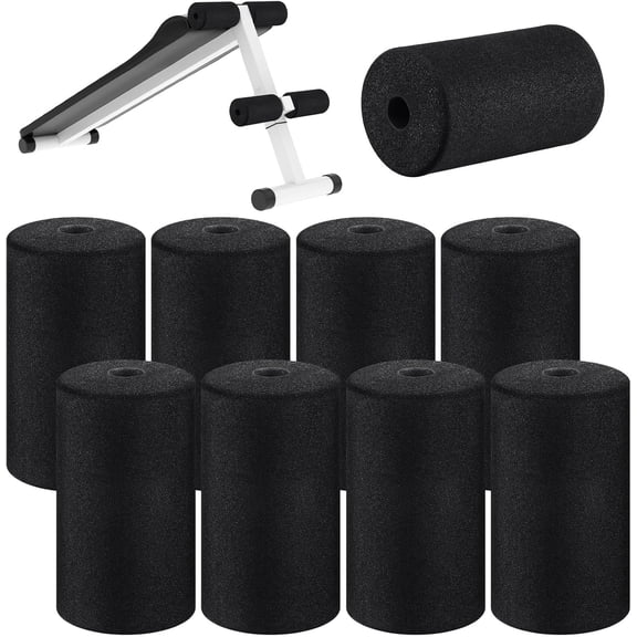 8 Pieces Foam Foot Pads Rollers Set High Density Foam Roller for Gym Exercise Machines Equipment Replacements Exercise Massage Muscle Recovery, 6.3" x 3.4" OD x 0.87" ID