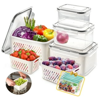 Heiheiup Fresh Produce Vegetable Fruit Storage Containers With Time  Recording Fridge Storage Container Container And Fridge Organizers Storage  Food