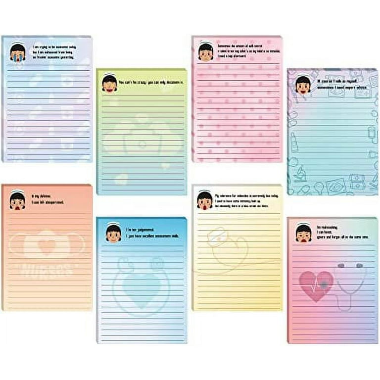 8 Pieces Funny Notepads Funny Nurse Notepads Medical Themed Notepads  Sarcastic Memo Pads Funny Office Supplies for Writing Notes Diary Lists  Schedules, 4 x 5.5 Inch (Sweet Style) 