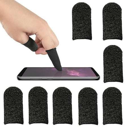 8 Pieces Gaming Finger Sleeve,Gaming Thumb Sleeves, Mobile Gaming Finger Protector, Anti-Sweat&Breathable Thumb Finger Gloves,Sensitive Finger Cover,Compatible with All Touchscreen Devices (Black)