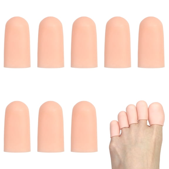 8 Pieces Gel Toe Cap Silicone Toe Protector Toe Guards to Cushion, Protect and Provide Relief from Corns, Blisters, Ingrown Toenails, Calluses, Hammer Toes (Beige, Large)