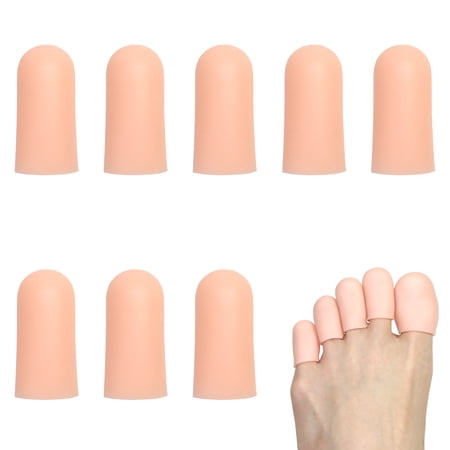 8 Pieces Gel Toe Cap Silicone Toe Protector Toe Guards to Cushion, Protect and Provide Relief from Corns, Blisters, Ingrown Toenails, Calluses, Hammer Toes (Beige, Small)