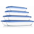 thumbnail image 1 of 8 Pieces Glass Baking Dish with Lids Rectangular Glass Baking Pan Bakeware Set with Lids, Baking Pans for Lasagna, Leftovers, Cooking, Kitchen, Fridge-to-Oven, 1 of 7