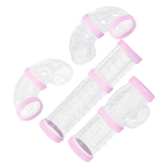 8 Pieces Hamster Tubes Set Connected Tunnels External Pipes for Cage Accessories Pink