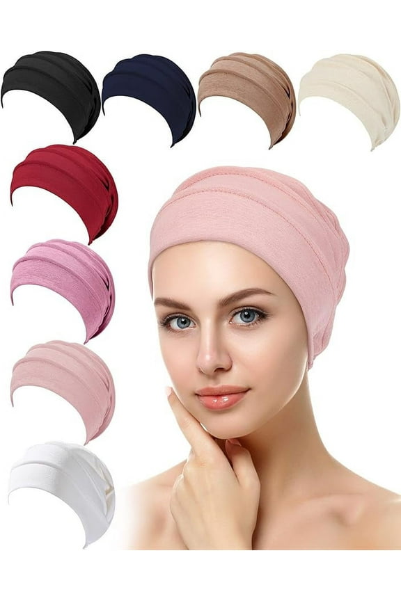 8 Pieces Headwear for Women Slouchy Beanies for Women Sleeping Cap Head Covering Slouchy Hair Loss Beanies Hats Soft Cotton Cancer Headwear Hat Stretchy