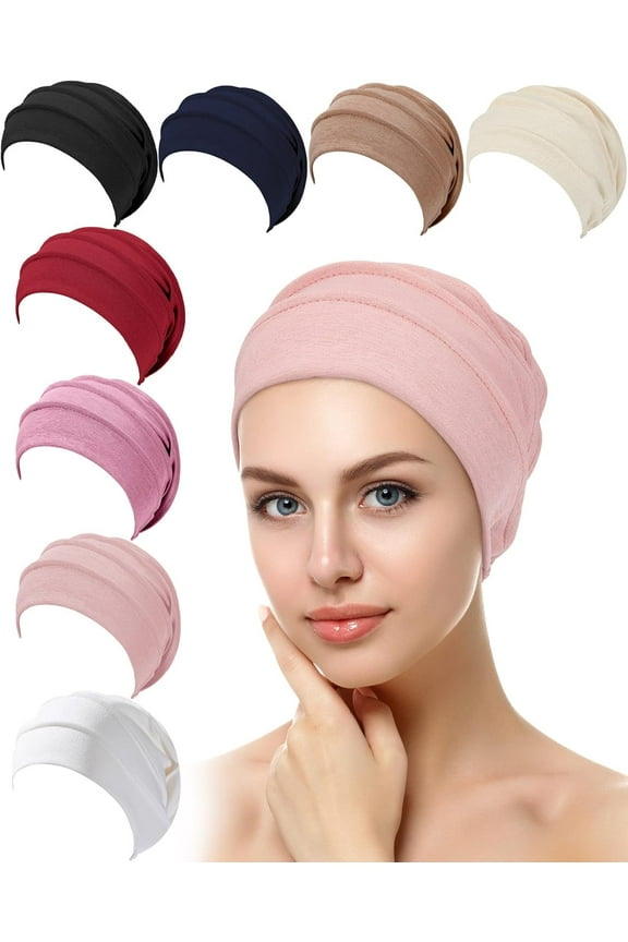 8 Pieces Headwear for Women Slouchy Beanies for Women Sleeping Cap Head Covering Slouchy Hair Loss Beanies Hats Soft Cotton Cancer Headwear Hat Stretchy