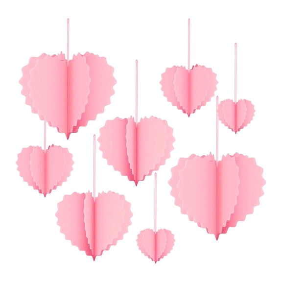 8 Pieces Heart Ornaments String Garland Paper Design Engagement Anniversary Wedding Home Decoration