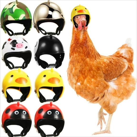 8 Pieces Hens Helmet Chicken Pet Safety Helmet Funny Bird Hens Hat Headwear Small Pet Hard Hat Costumes Accessories for Chicken Bird Parrot Parakeet(Animal, Heart, Fruit)