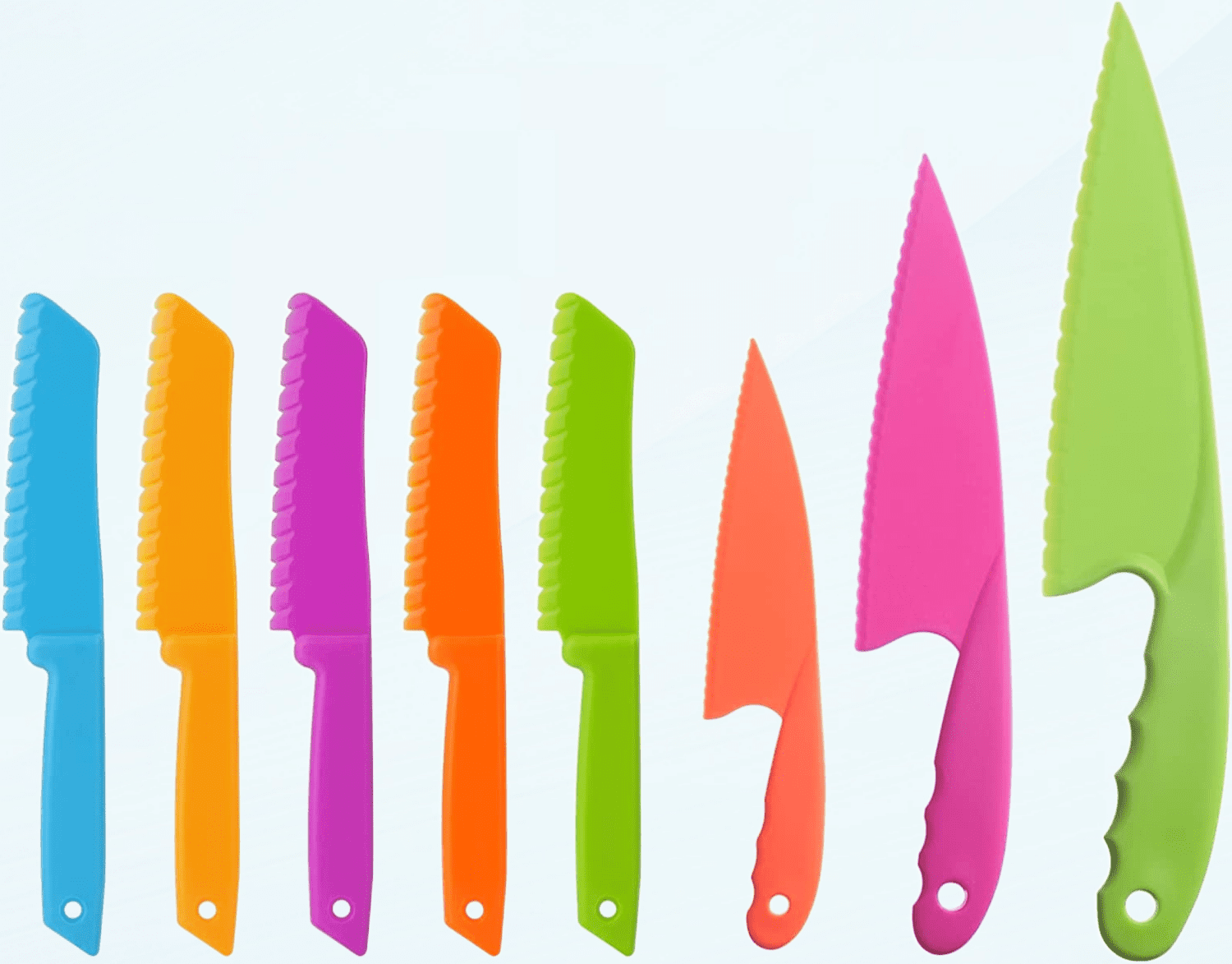 8 Pieces Kids Plastic Nylon Cooking Knife Set, Children Toddler Kitchen