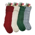thumbnail image 1 of 8 Pieces Knitted Christmas Stockings 18 Inch Large Size Crochet Cable Knit Hanging Stocking Decorations for Xmas Family Holiday Season Decor, 1 of 6