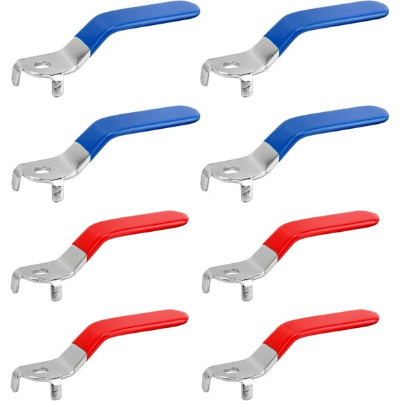 8 Pieces Lever Handle for Ball Valve Handle Replacement Quarter Turn Spigot Handle for Outdoor Faucet Replacement with Hole Size 5 x 8 mm Red, Blue