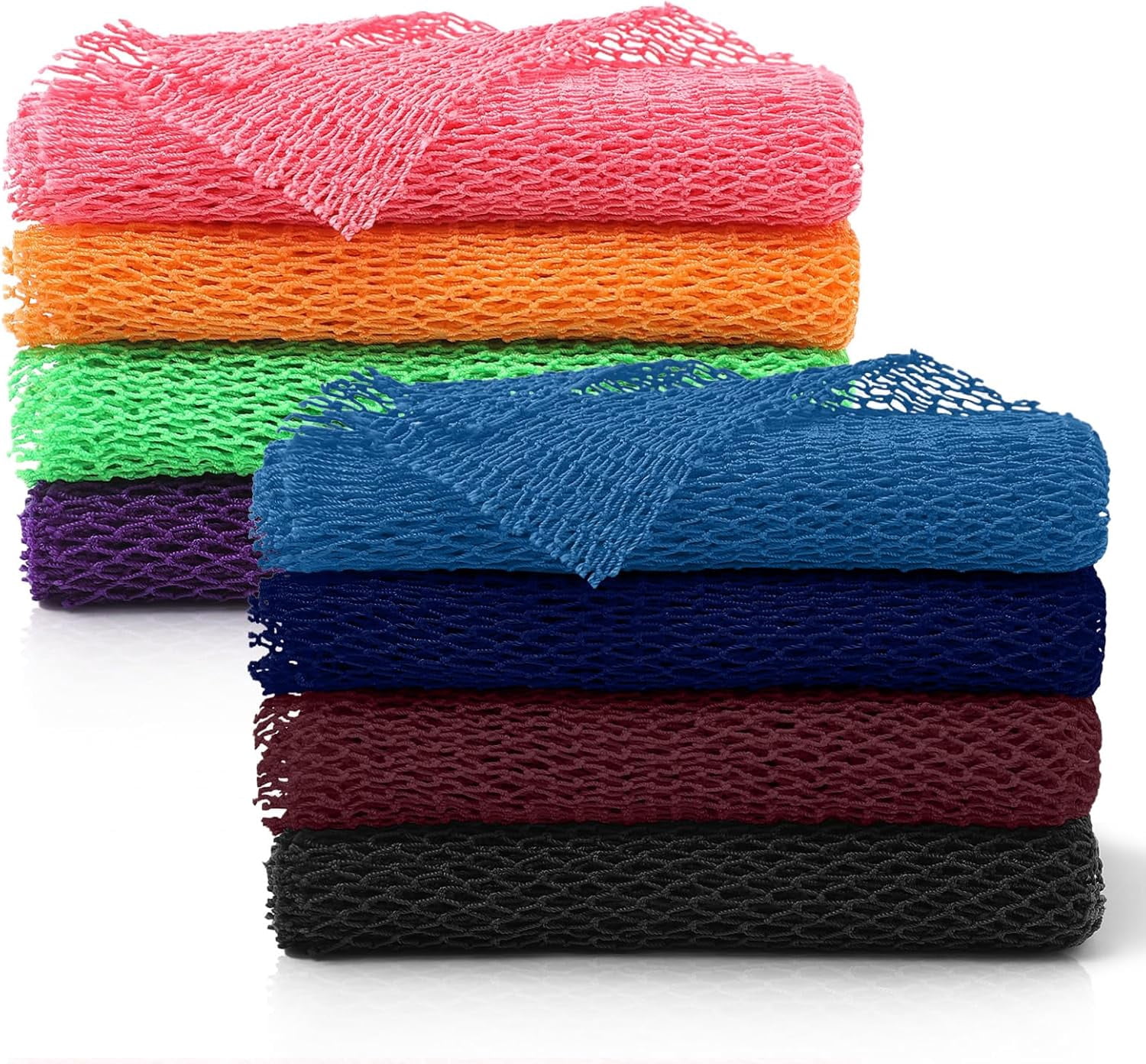 8 Pieces Long African Exfoliating Net Sponge, Multi-Color Authentic ...