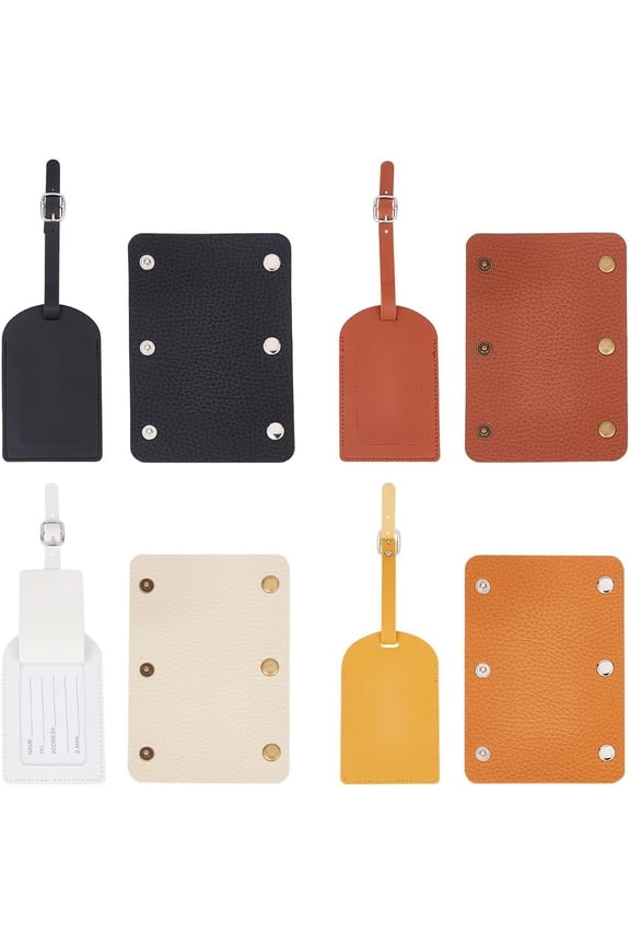 8 Pieces Luggage Tag and Handle Sleeve PU Leather with Adjustable Luggage Tag 4 Color Handle Sleeve Travel Accessory Tag Set for Luggage Briefcase Keys ID Tags Gym Bags