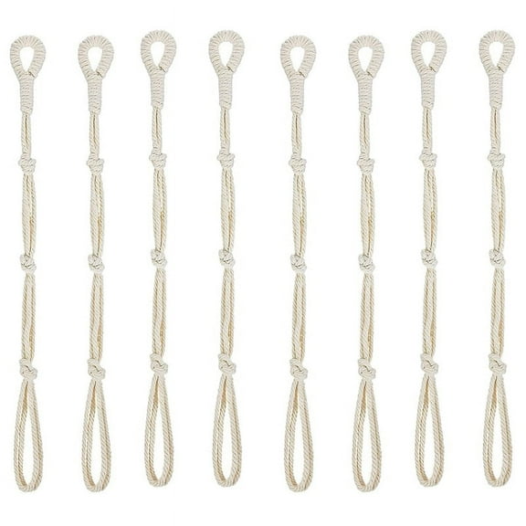 8 Pieces Macrame Beige Plant Hanger Extender Rope Hanging Basket Large Pot Holders (Beige)