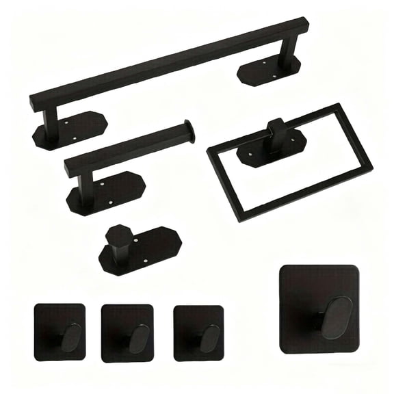 8-Pieces Matte Black Bathroom Accessories Set, Bathroom Hardware Set,Stainless Steel Towel Racks for Bathroom Wall Mounted,Towel Racks for Bathroom,Toilet Paper Holder and Ring（Silver）