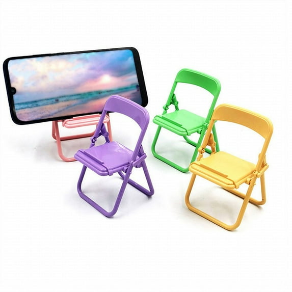8 Pieces Mini Chair Shape Cell Phone Stand Foldable Universal Candy Color Mobile Phone Holder Multi Angle Cradle for Desk Tablet Phone Multi Functions Convenient Phone Stand
