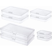 8 Pieces Mixed Sizes Rectangular Empty Mini Clear Plastic Organizer Storage Box Containers for Craft Projects