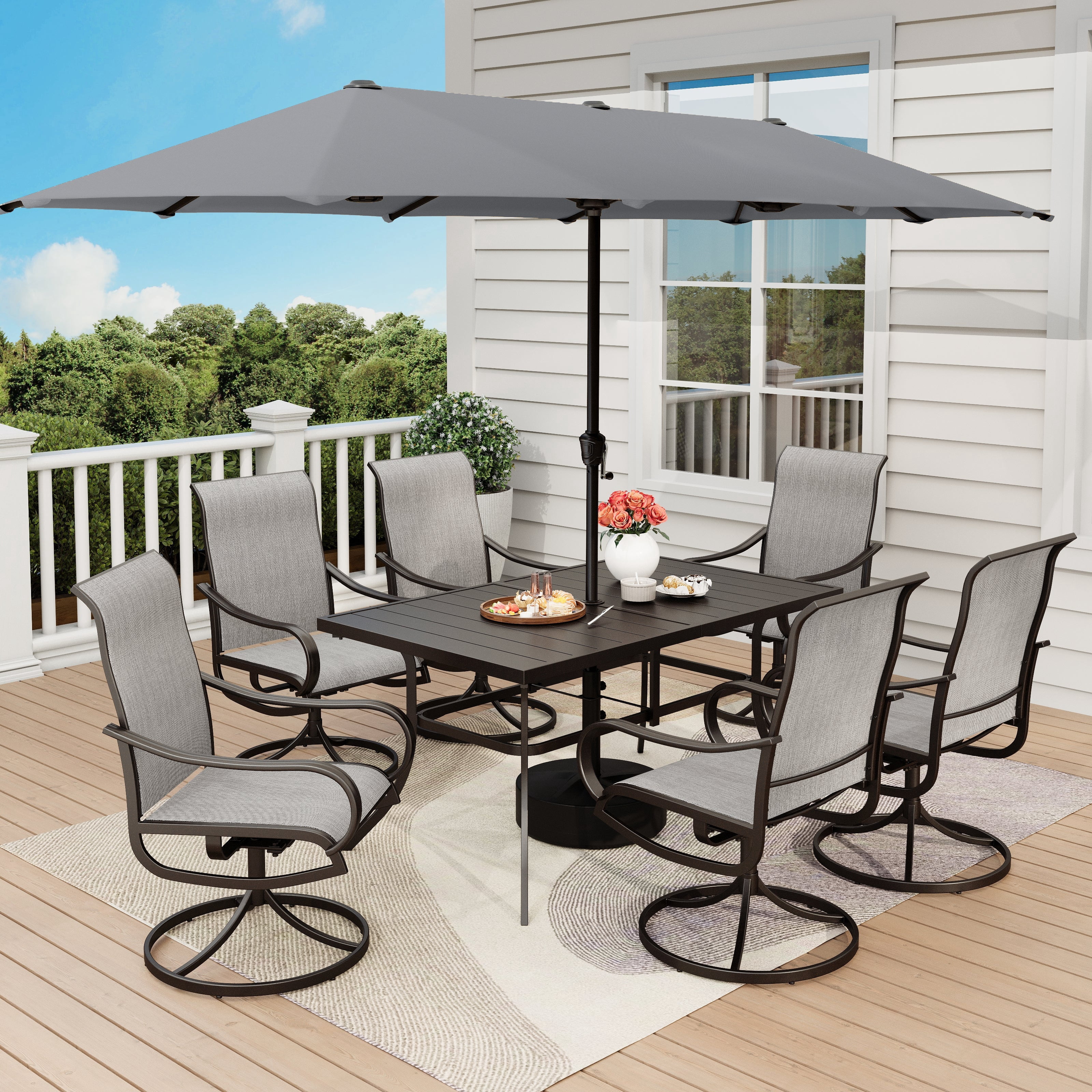 black and gray patio umbrella 10 Feet Offset Hanging Base Cantilever Umbrella – Sunneday LLC so you can enjoy your outdoor living space even on the sunniest days and stay cool by using this patio shade 11' Umbrellas | Patio Umbrellas