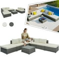 thumbnail image 1 of 8 Pieces Outdoor Patio Furniture Set with Glass Coffee Table , Wicker Sectional Conversation Sofa Rattan Patio Seating Set for All-Weather, Backyard, Garden, 1 of 6
