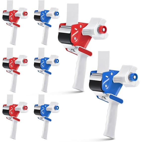 8 Pieces Packing Tape Dispenser Gun for 2 Inches Width Handheld Shipping Industrial Packaging Box Wrapping, Moving Boxes Sealing, Blue and Red