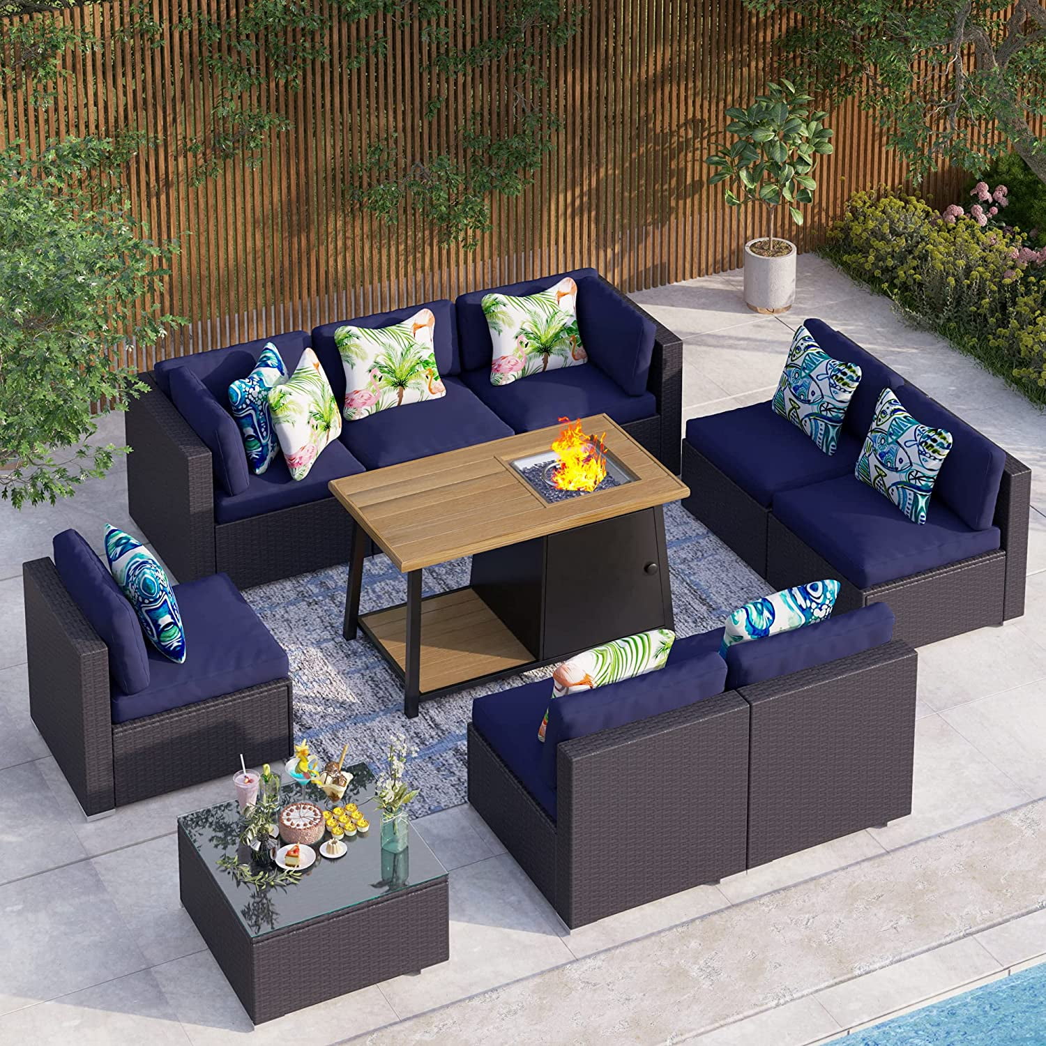 8 Pieces Patio Furniture Set with 45