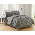 thumbnail image 1 of 8-Pieces Pintuck Comforter set Includes Bed Sheet Set with Double Sided Storage Pockets, Twin/Twin XL, Gray, 1 of 2