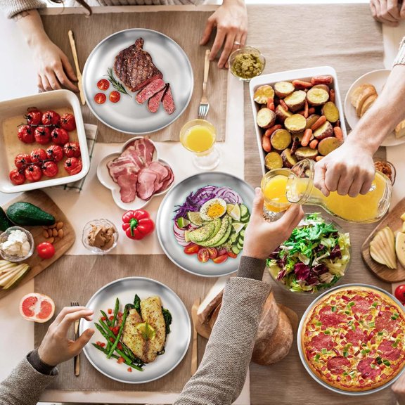 8 Pieces Pizza Pan 12 inch Stainless Steel Pizza Pan for Oven, Round Baking Pizza Tray, Heavy Duty Pizza Serving Tray, Pizza Baking Sheets for Home Kitchen Restaurant