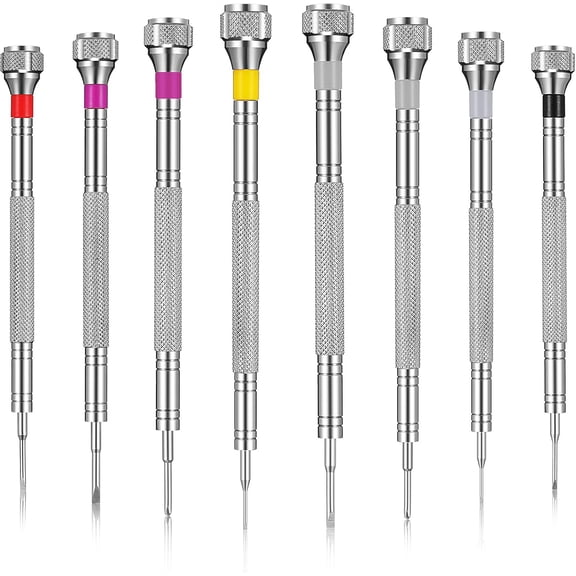 8 Pieces Precision Jewelers Screwdriver Set, Micro Watch Repair Screwdriver Set 0.6-1.6 mm for Watch, Eyeglasses, Jewelry Work, Electronics Repair(Flathead, Phillips)