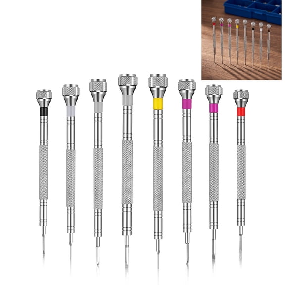 8 Pieces Precision Jewelers Screwdriver Set, Micro Watch Repair Screwdriver Set 0.6-1.6 mm for Watch, Eyeglasses, Jewelry Work, Electronics Repair(Flathead, Phillips)