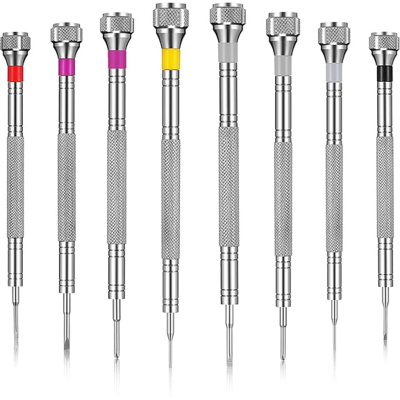 8 Pieces Precision Jewelers Screwdriver Set, Micro Watch Repair Screwdriver Set 0.6-1.6 mm for Watch, Eyeglasses, Jewelry Work, Electronics Repair(Flathead, Phillips)