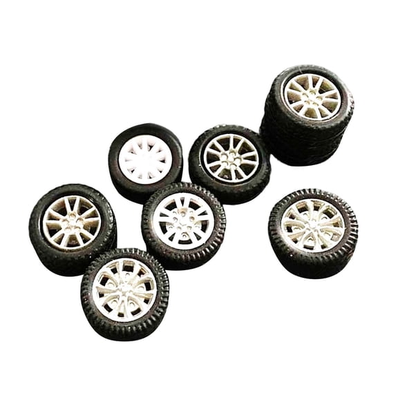 8 Pieces RC Car Tires RC Wheels and Tires Set Vehicle Wheels Modified Tire Resin for 1/64 Scale Die Cast Model Display