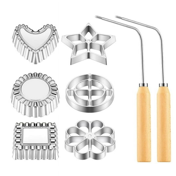 8 Pieces Rosettes Timbale Set, with Handle, Funnel Cake Maker Kit