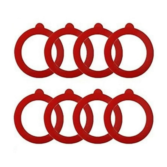 8 Pieces Rubber Seals Rings for Glass Jars, Airtight Silicone Replacement Gasket, Leakproof Silicone Gasket Sealing Rings for Mason Jars, Elastic and Fits Most Sizes(Red,3.7x3.7x0.87")