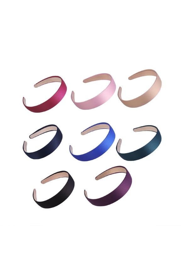 8 Pieces Satin Headband Hard Headbands Wide Anti-slip Ribbon Hair Bands for Women Girls
