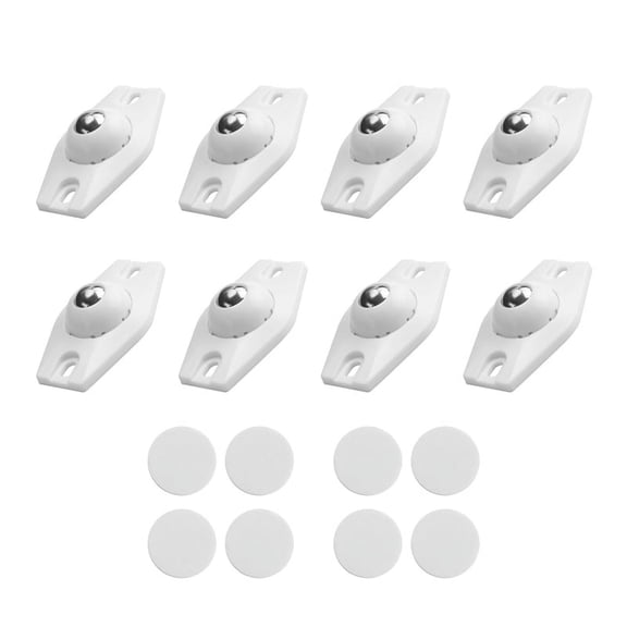 8 Pieces Self Adhesive Caster Wheels Mini Swivel Wheels 360 Degree Rotation Sticky Pulley with (White)