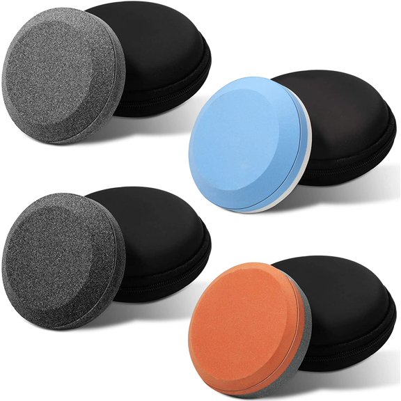 8 Pieces Sharpening Stone Tool with Sheath Dual Grit Garden Tool Sharpener Puck for Mower Blades and Shovels