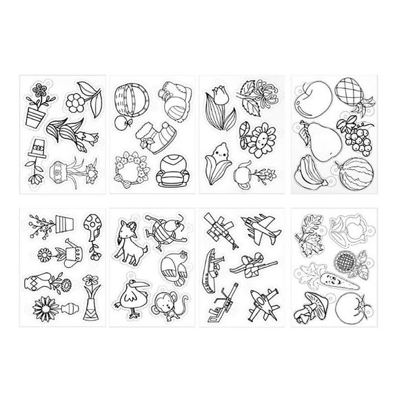 8 Pieces Shrink Sheets with Patterns Pencils Decor for Jewelry Making Crafts - Plant 8 Pieces Plant