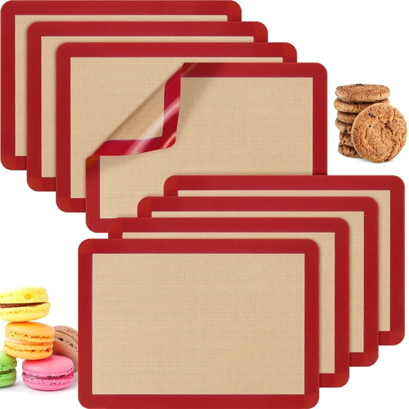 8 Pieces Silicone Baking Mat Non-stick Silicone Baking Half Sheet 16.5'' x 11.6'' Silicones Cookie Sheet Easy Clean Oven Cookie Liner for Oven Making, Macaroon, Bread Pastry(Multi Color)