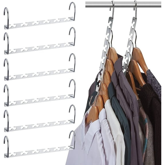 Triani 8 Pieces Space Saving Hangers Multifunctional Clothes Hangers Stainless Steel Hanger Cascading Hanger Updated Hook Design Closet Organizer Hanger