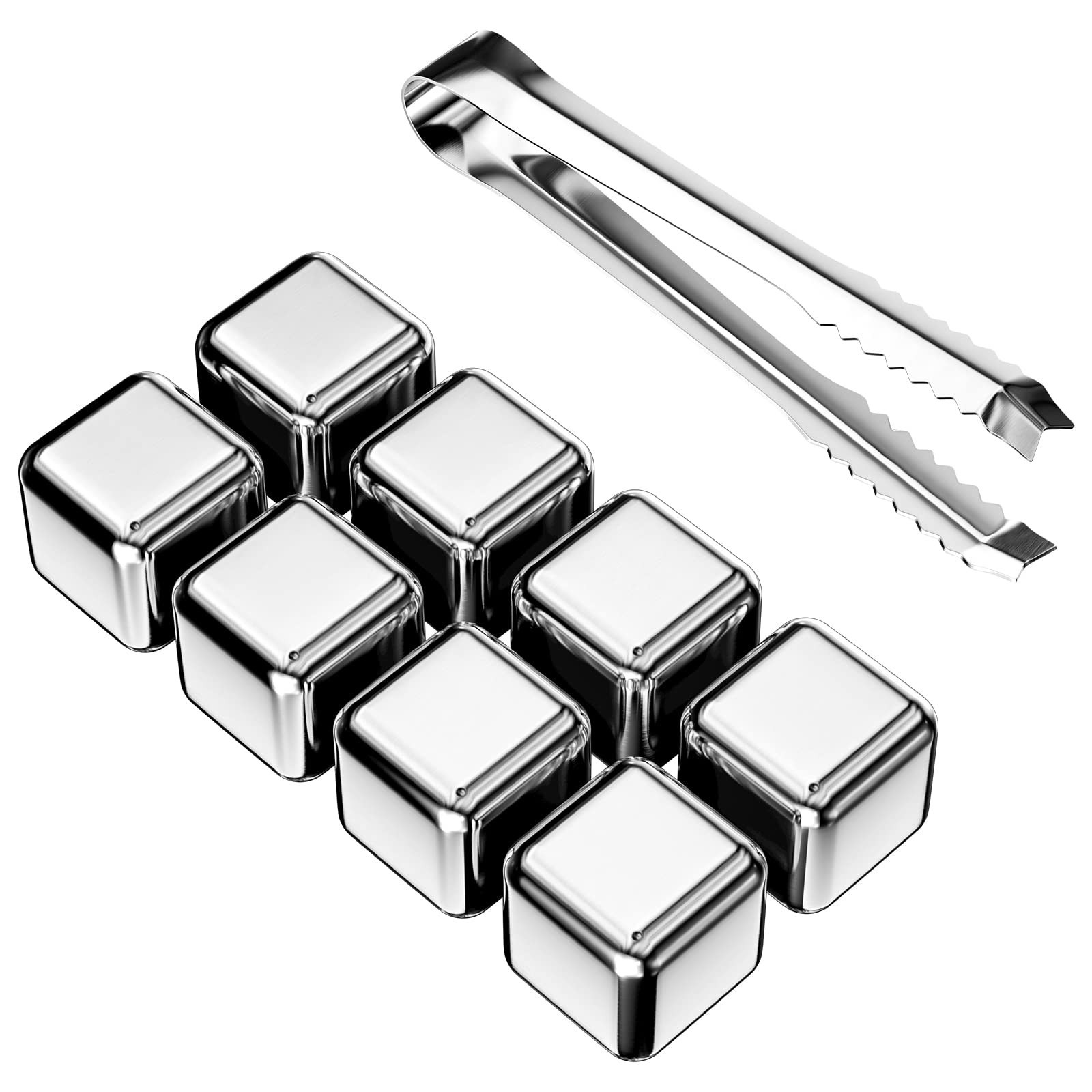 8 Pieces Stainless Steel Chilling Rocks, Reusable Ice Cube for Drinking ...