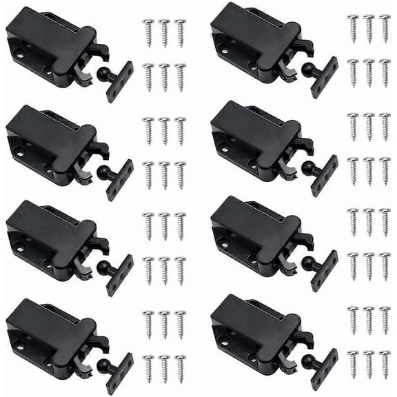 8 Pieces Touch Release Latches Push Release Catch Non-Magnetic Door Catches for Cupboard Furniture Door Cabinet Touch Catch Black