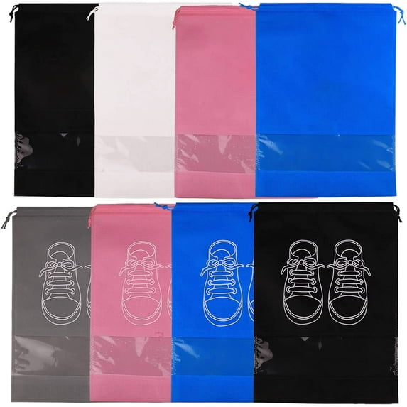 8 Pieces Travel Shoe Bag, Breathable Non-Woven Fabric Shoes Storage Bag, Daily Storage Bag, Dustproof Clothes Storage Bag with Drawstring for Travel