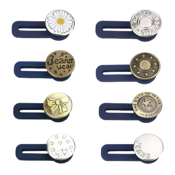 8 Pieces Trouser Waistband Extension Button, Waist Extender Button Jeans Retractable Button Metal Trouser Button Extension Buttons Waistband Expander for Jeans, Trousers, Suit
