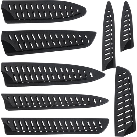 8 Pieces Universal Knife Guards Set, Plastic Kitchen Knife Sheath Blade Safety Knife Covers Blade Protector for Paring Utility Bread Nakiri Chef Knives Black
