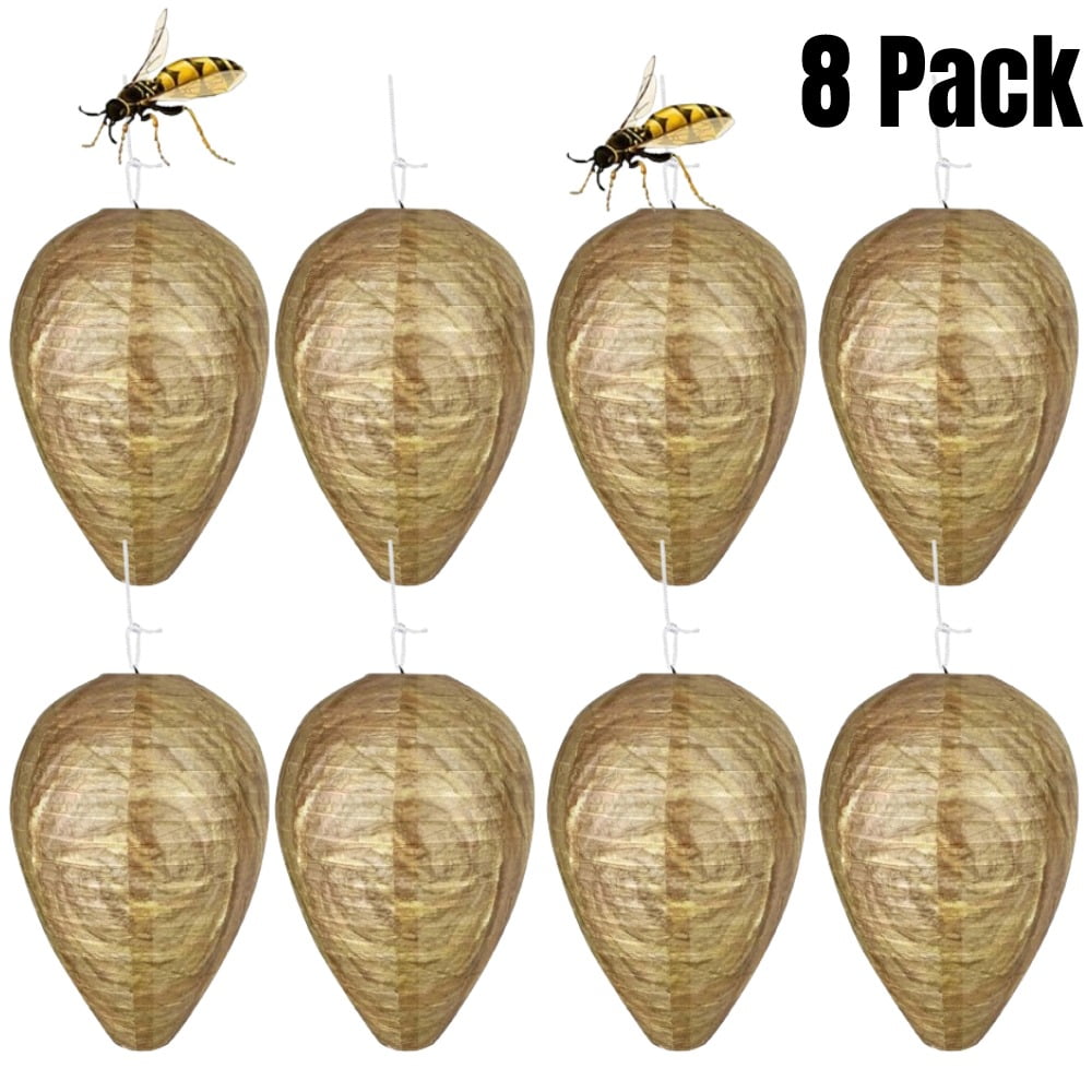 8 Pieces Wasp Nest Decoy Hanging Fake Wasp Nest Waterproof Material