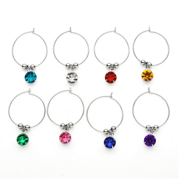 8 Pieces Wine Glass Charm Wine Glass Rings Tags for Goblet, Champagne Flutes Cocktails Martinis